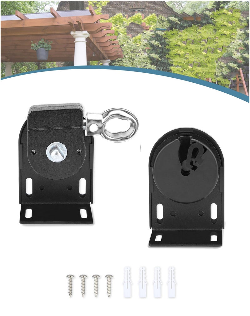 IVYSUN Shade Replacement Parts,Mounting Brackets,Upgrade to Metal Ring,Compatible with Coolaroo Exterior Roller Shade(Black,1 Pair) - Image 1